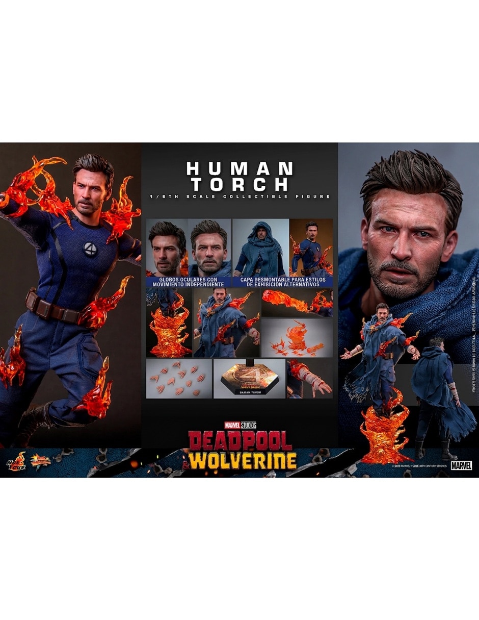 Figura de colección Sí Deadpool & Wolverine de Marvel Studios Antorcha Humana Collectors Con luz