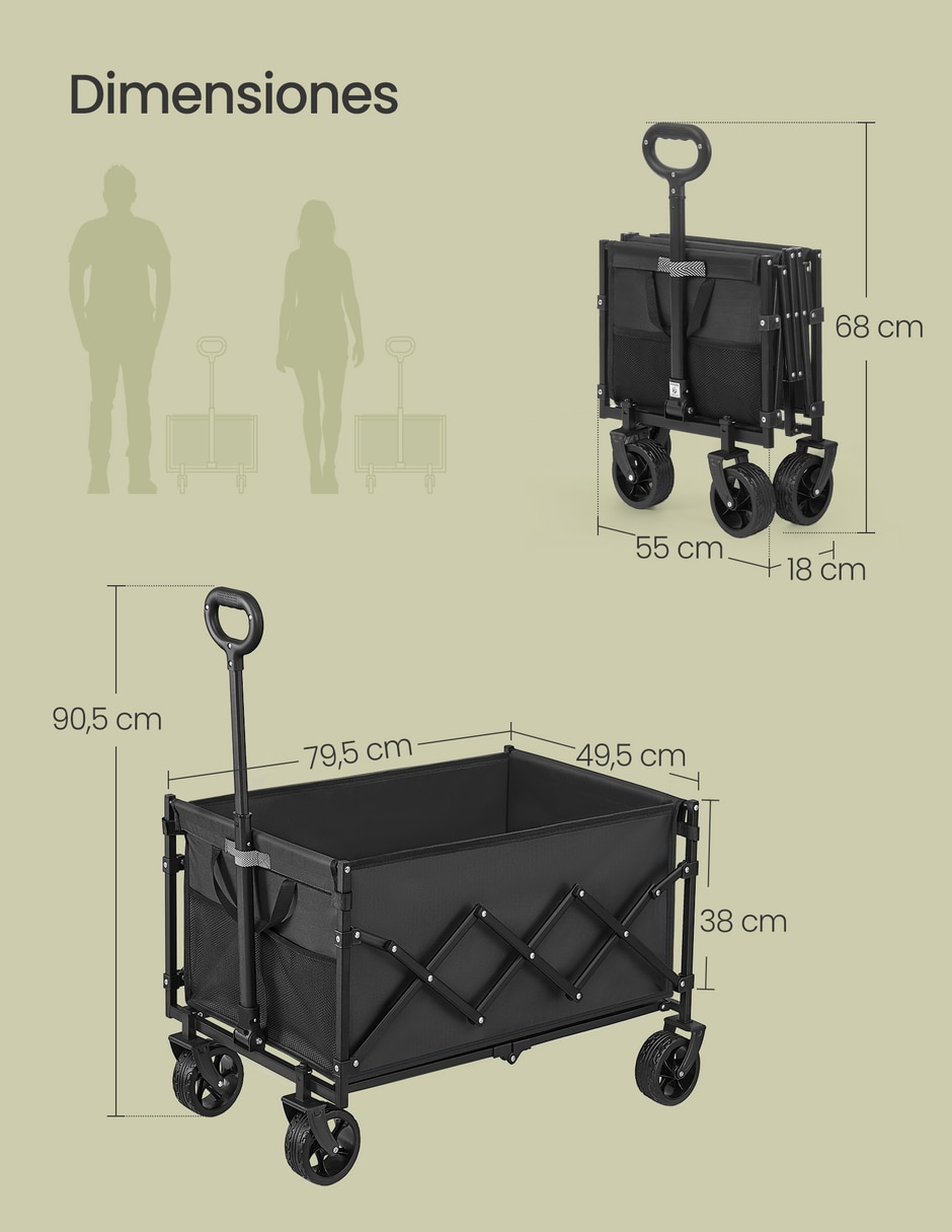 Carrito vagón plegable con capacidad de 150 kg 6
