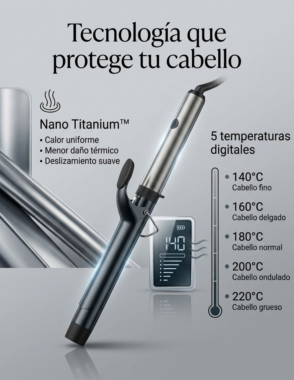 Rizadora de cabello Bntw125xlgyes 32 mm de Nano Titanium 9