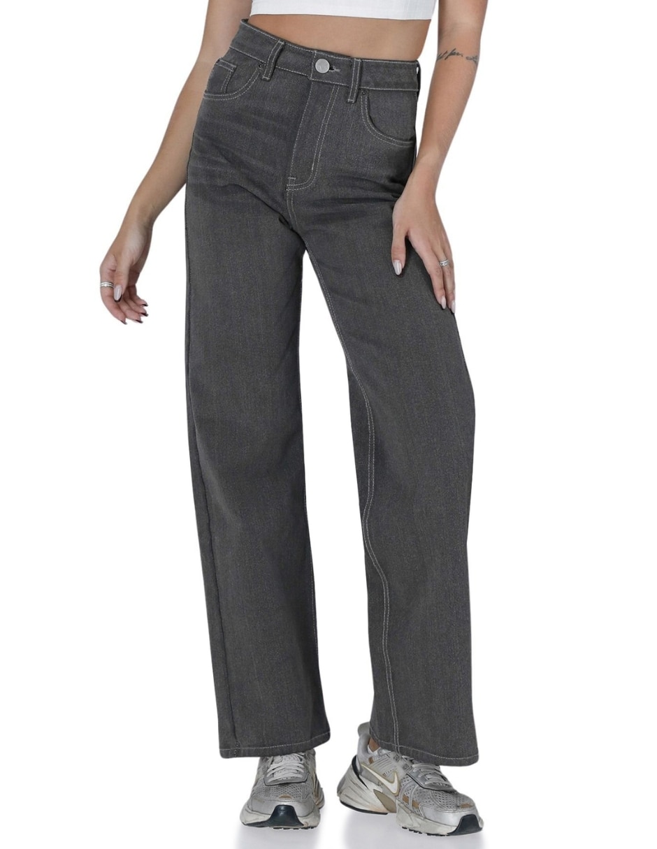 Jeans wide leg cintura savage monkey para mujer 1
