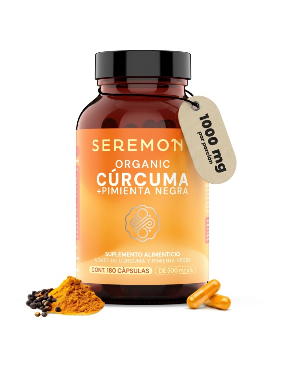 Curcuma + Pimienta negra con curcumina y pimienta de 180 cápsulas Curcuma + Pimienta negra con curcumina y pimienta de 180 cápsulas