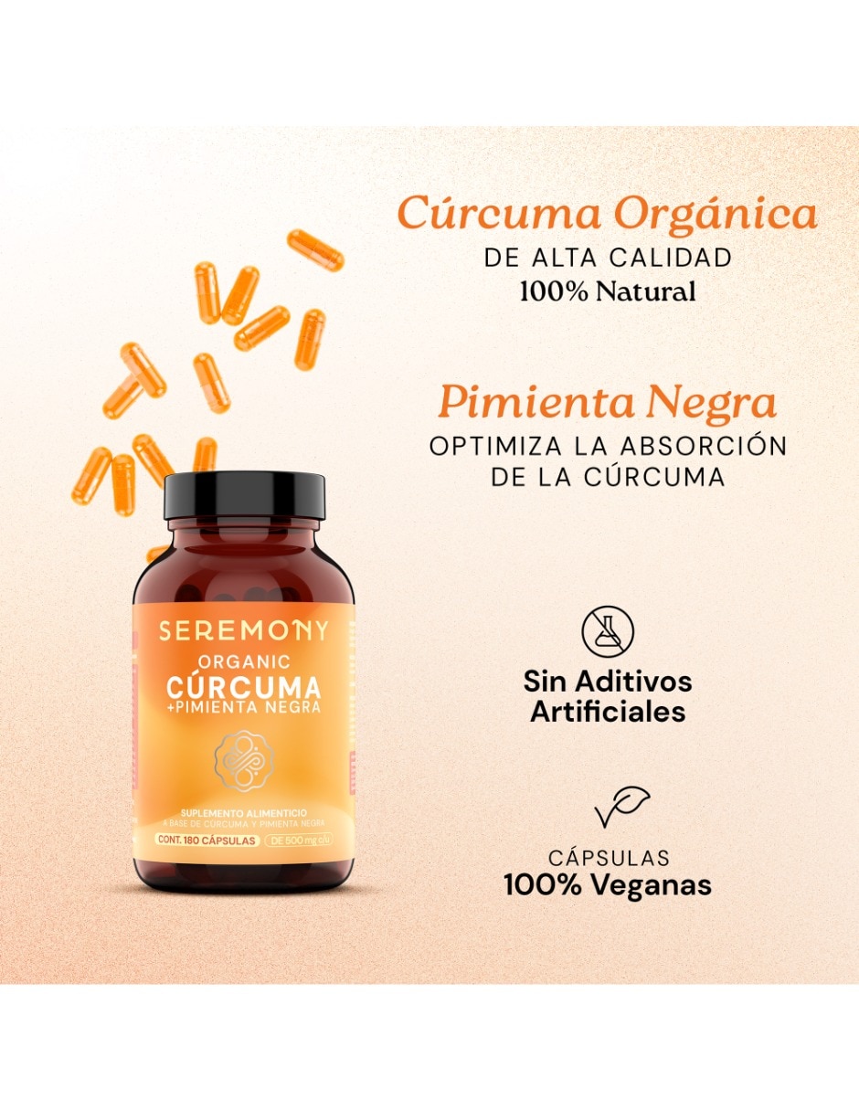 Curcuma + Pimienta negra con curcumina y pimienta de 180 cápsulas 4