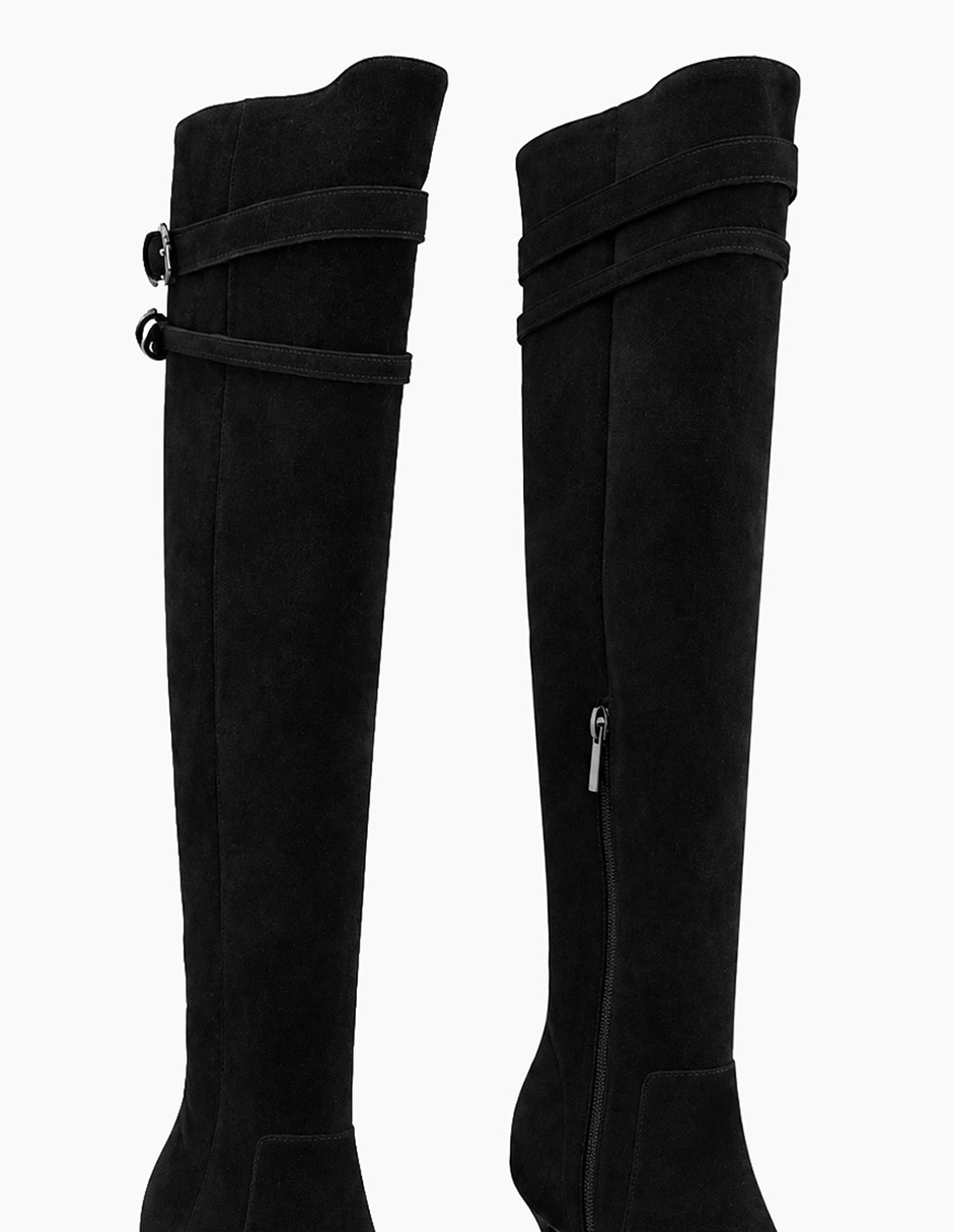 Bota abajo de la rodilla midnight glam de piel para mujer 4