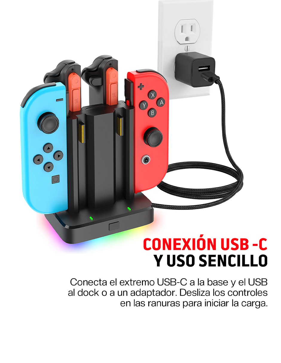 Cargador de control nintendo joy-con usb tipo c 10 w 8