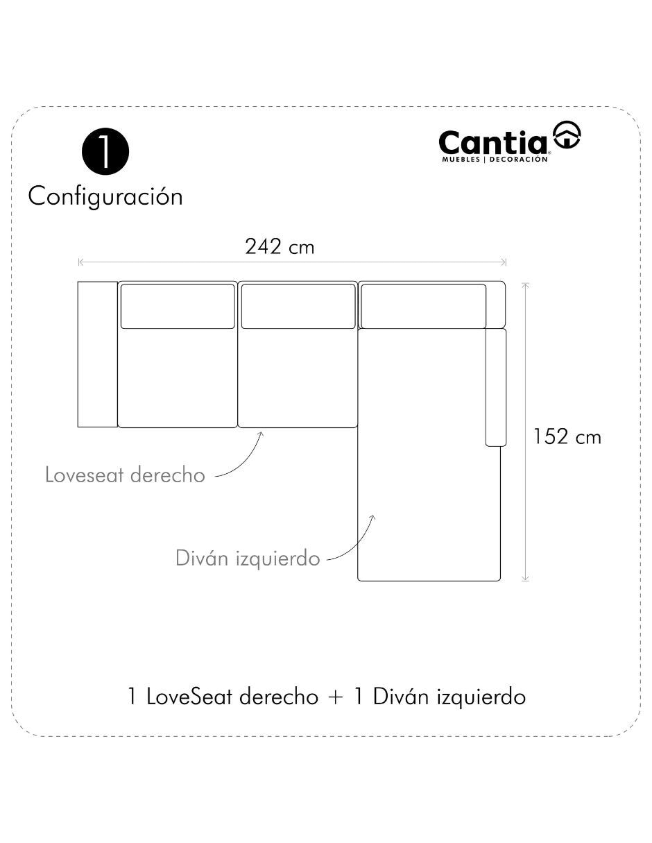 Sala modular derecha lujan de tela 8