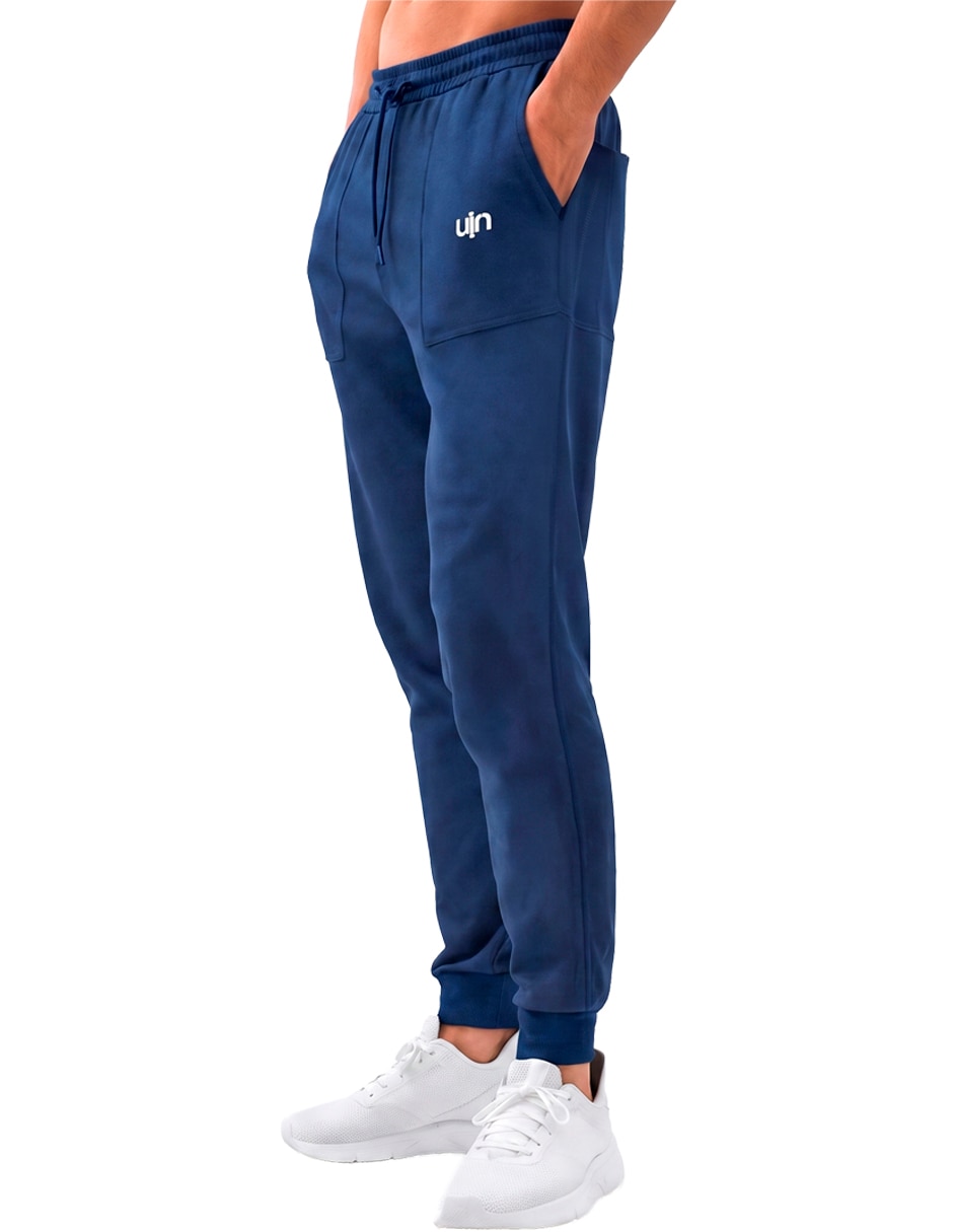 Jogger regular jogger estampado liso con bolsillos para hombre 2