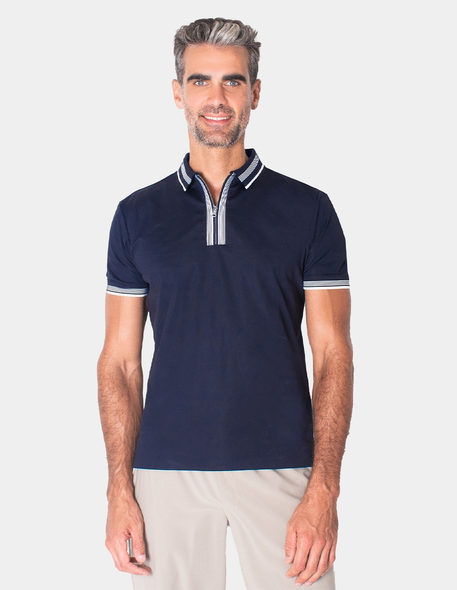 Playera cuello con cierre para hombre