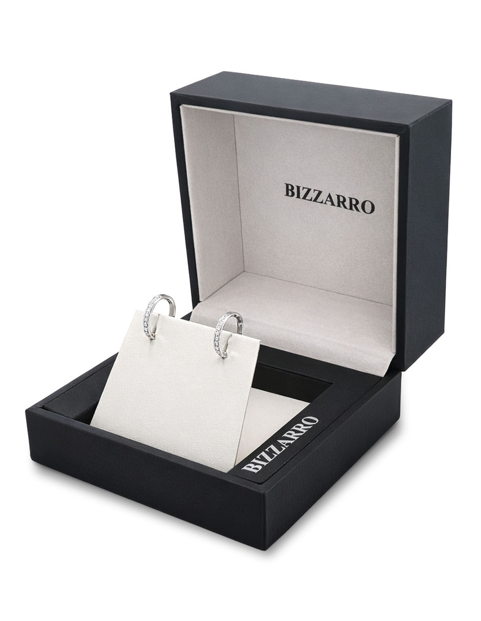 Arracadas de oro blanco 10 k con acabado brillante zirconia 2