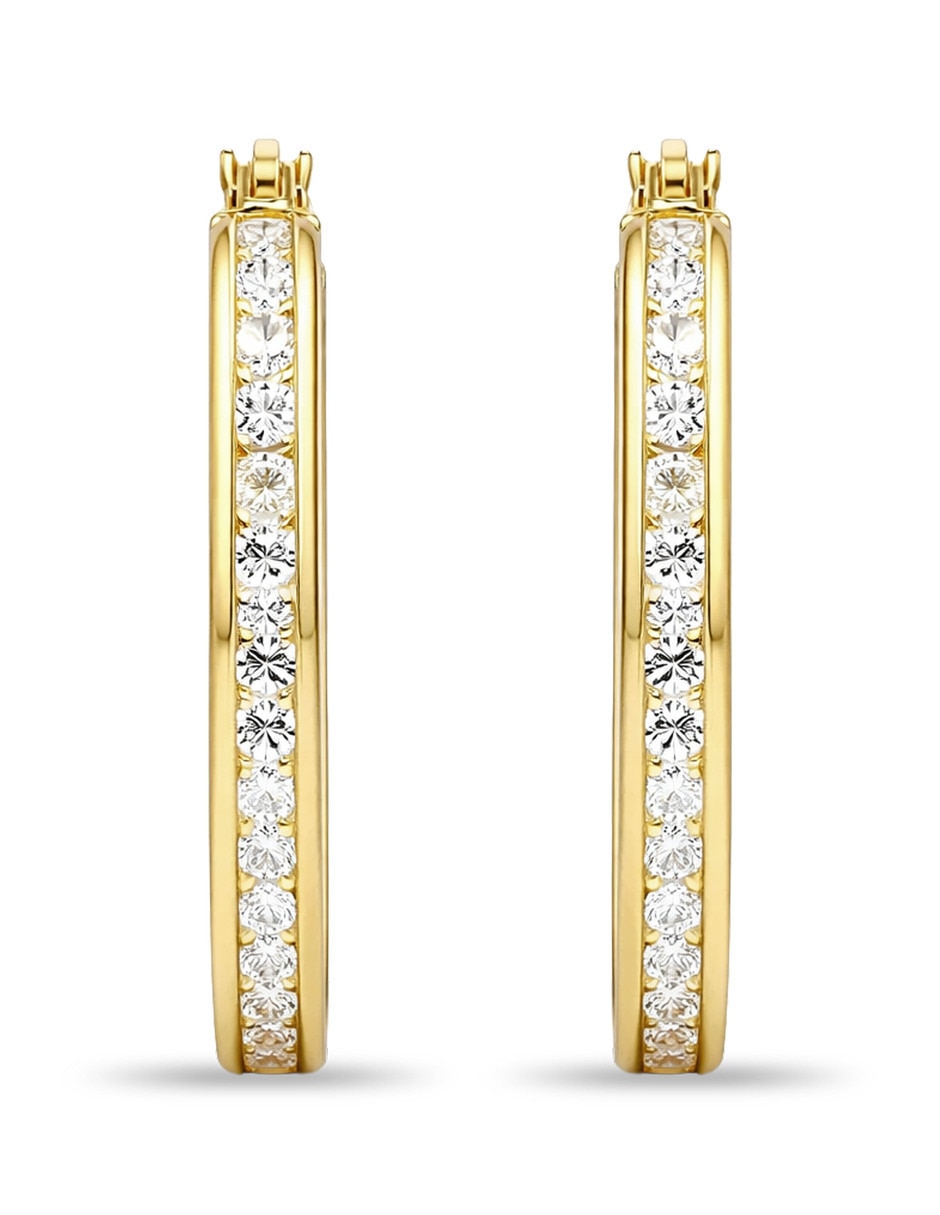 Arracadas de oro amarillo 10 k con acabado brillante zirconia Arracadas de oro amarillo 10 k con acabado brillante zirconia