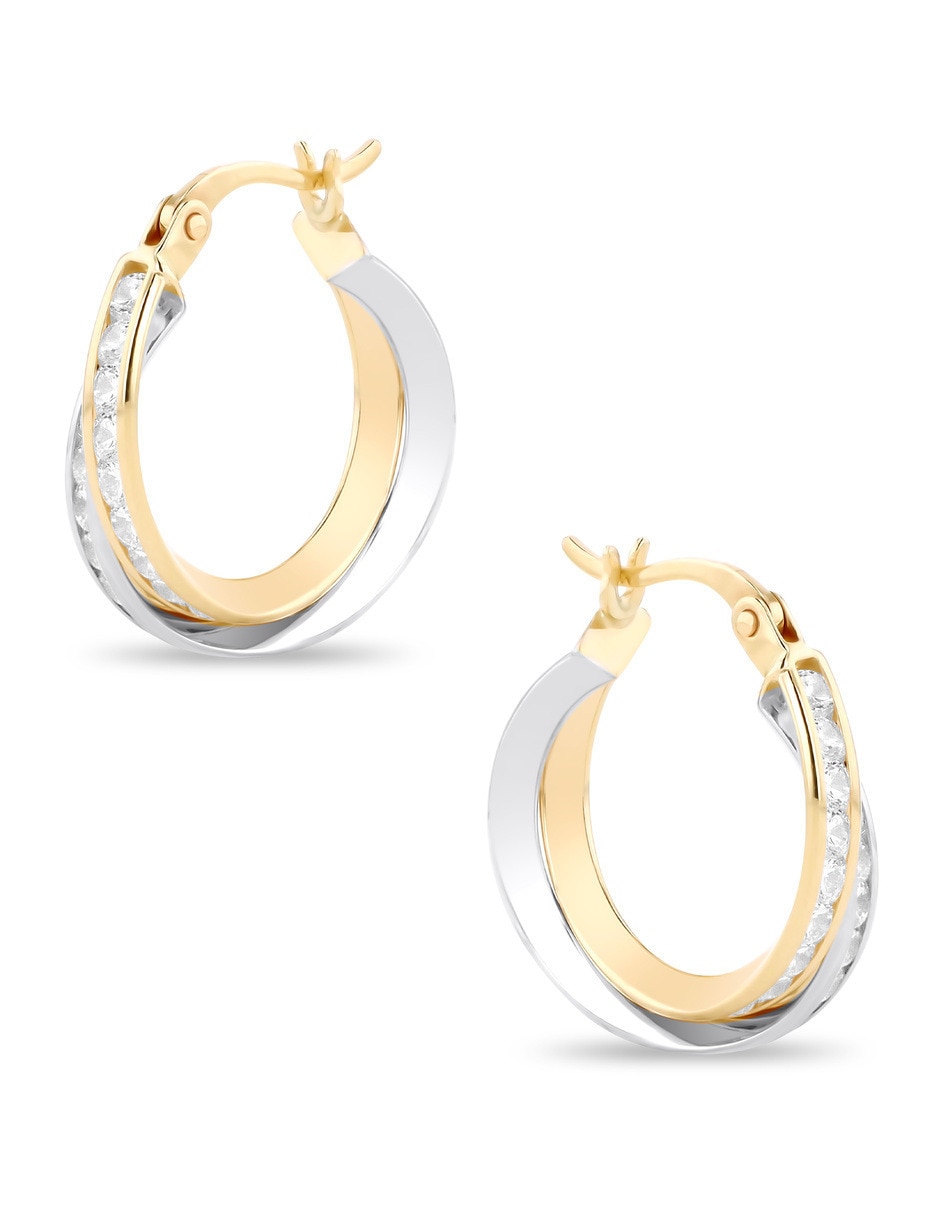 Arracadas de oro amarillo 10 k con acabado brillante zirconia 4