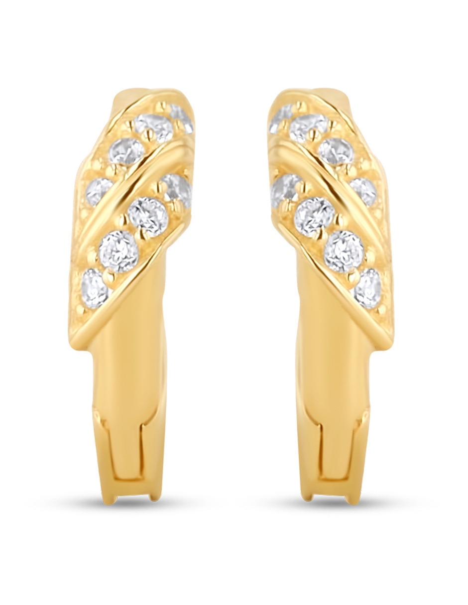 Arracadas de oro amarillo 14 k con acabado brillante zirconia