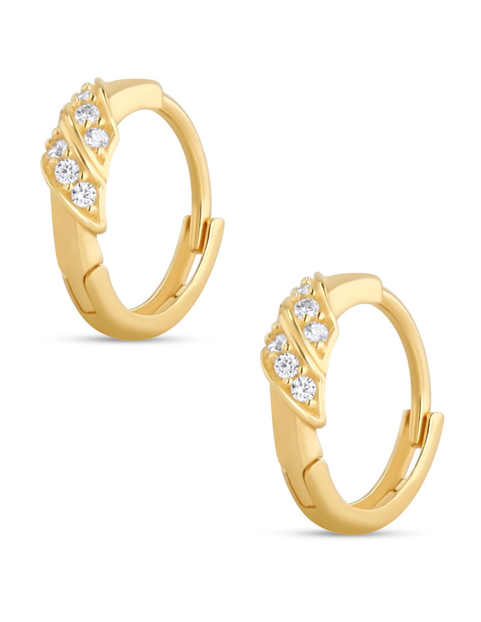 Arracadas de oro amarillo 14 k con acabado brillante zirconia 4