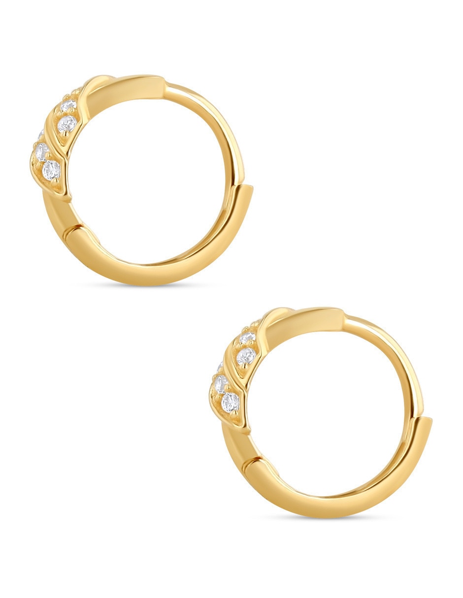 Arracadas de oro amarillo 14 k con acabado brillante zirconia 3