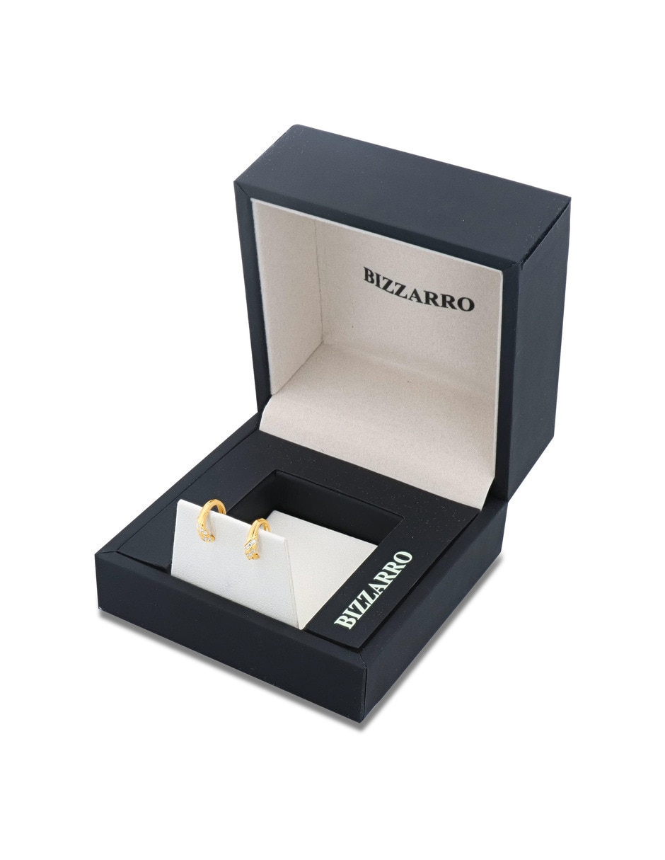 Arracadas de oro amarillo 14 k con acabado brillante zirconia 2