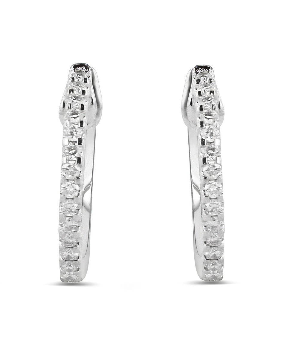 Arracadas de oro blanco 14 k con acabado brillante Arracadas de oro blanco 14 k con acabado brillante