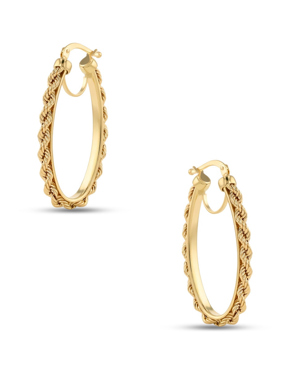 Arracadas de oro amarillo 14 k con acabado brillante 4