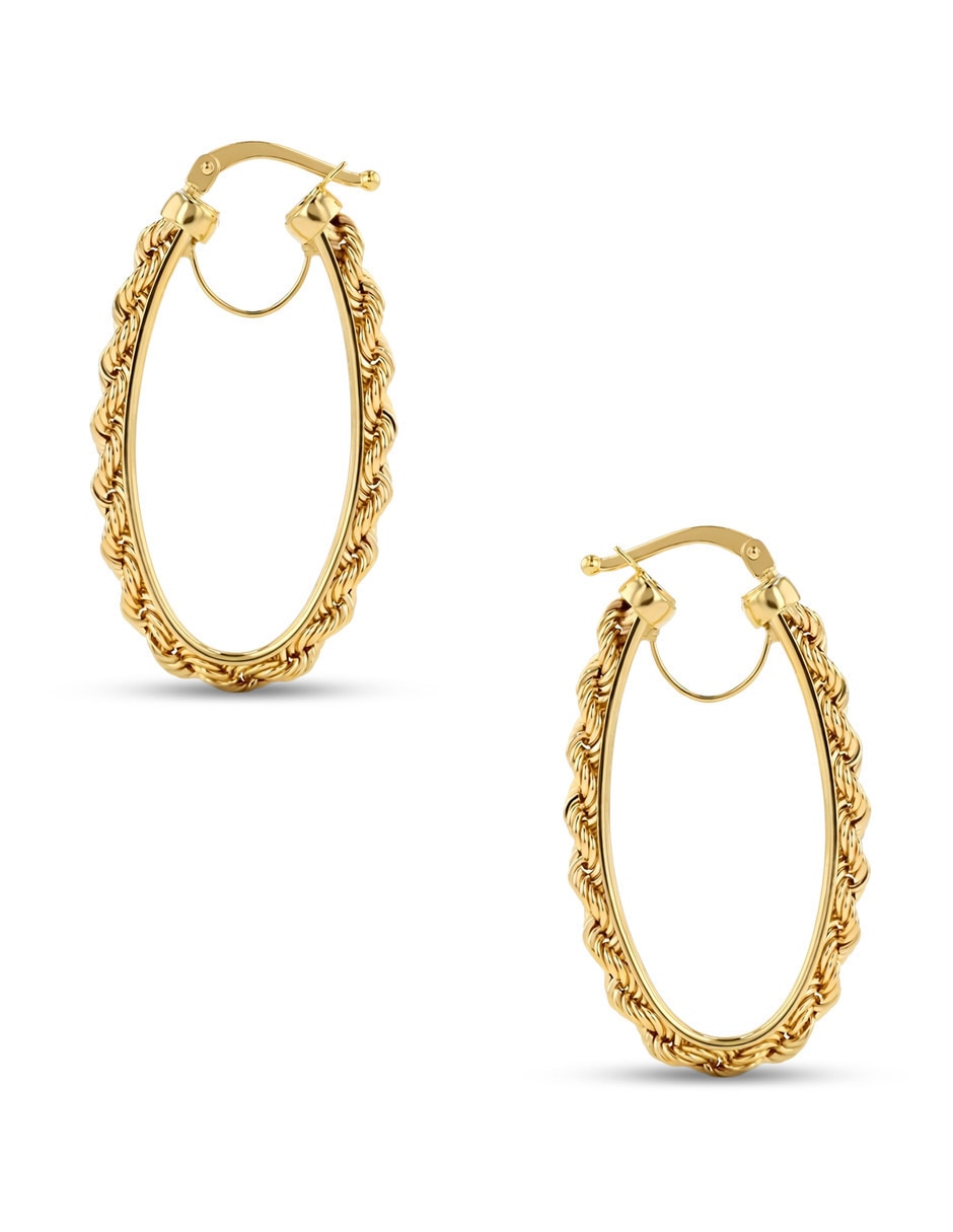 Arracadas de oro amarillo 14 k con acabado brillante 3