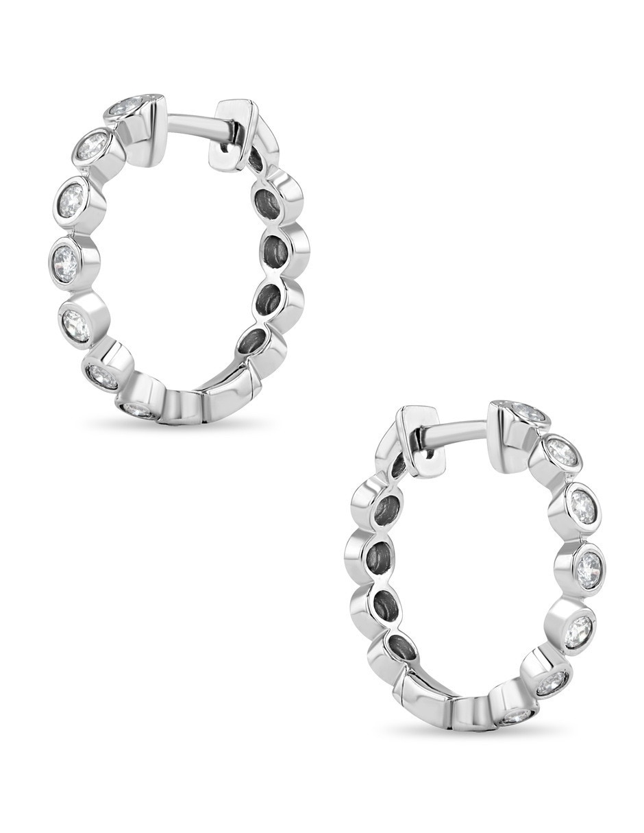 Arracadas de oro blanco 14 k con acabado brillante 4