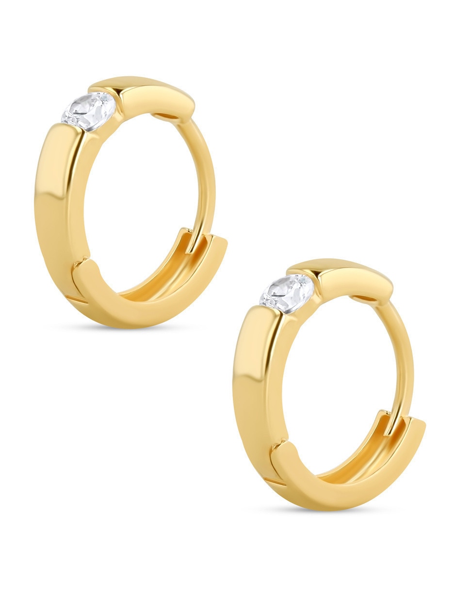 Arracadas de oro amarillo 14 k con acabado brillante zirconia 4