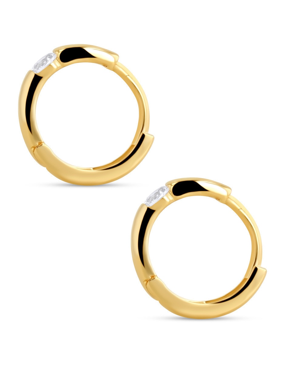 Arracadas de oro amarillo 14 k con acabado brillante zirconia 3