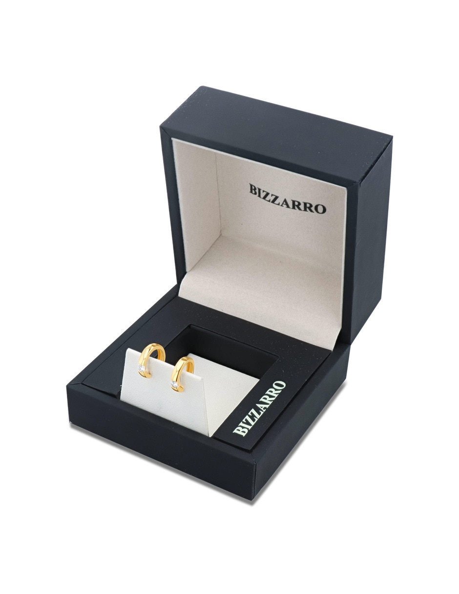 Arracadas de oro amarillo 14 k con acabado brillante zirconia 2
