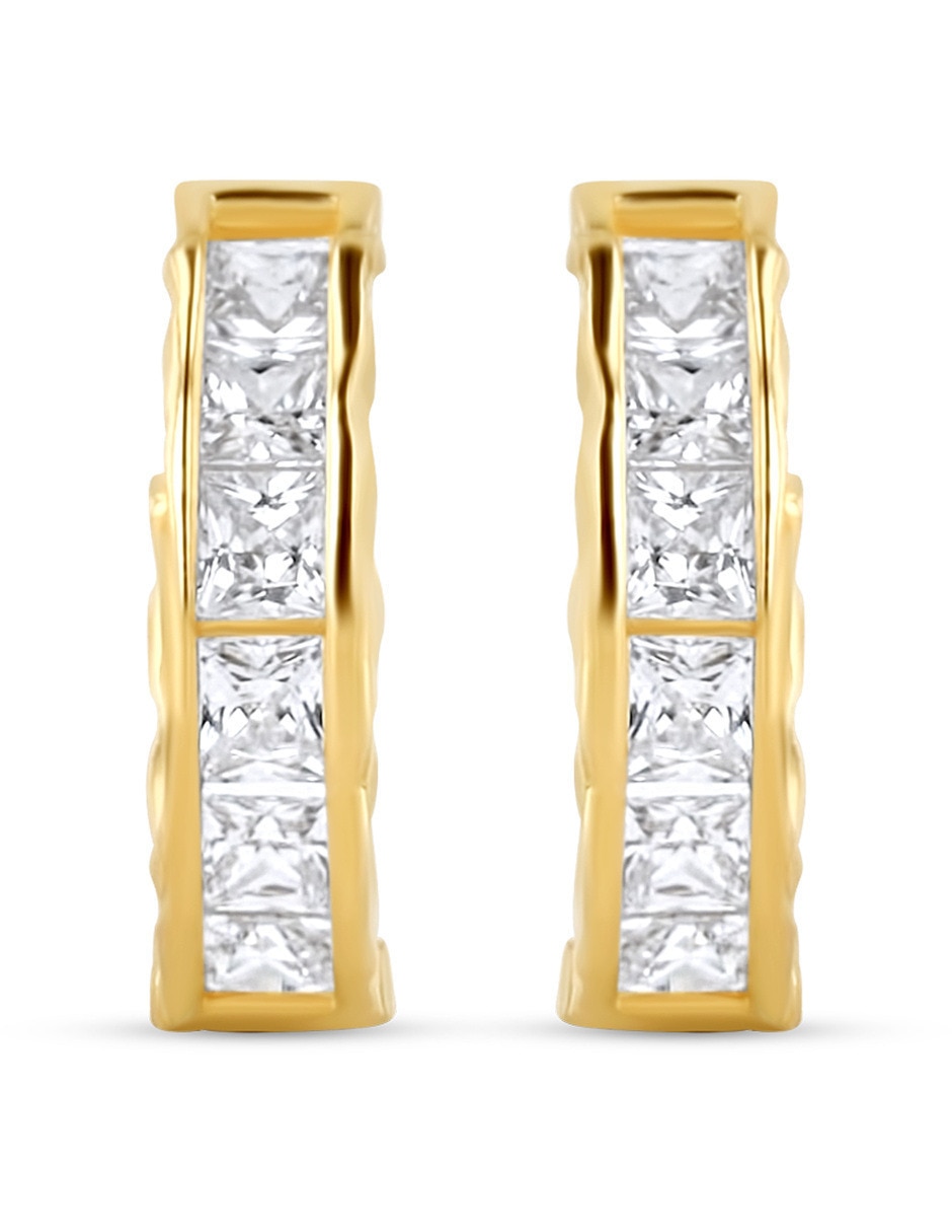 Arracadas de oro amarillo 14 k con acabado brillante zirconia Arracadas de oro amarillo 14 k con acabado brillante zirconia