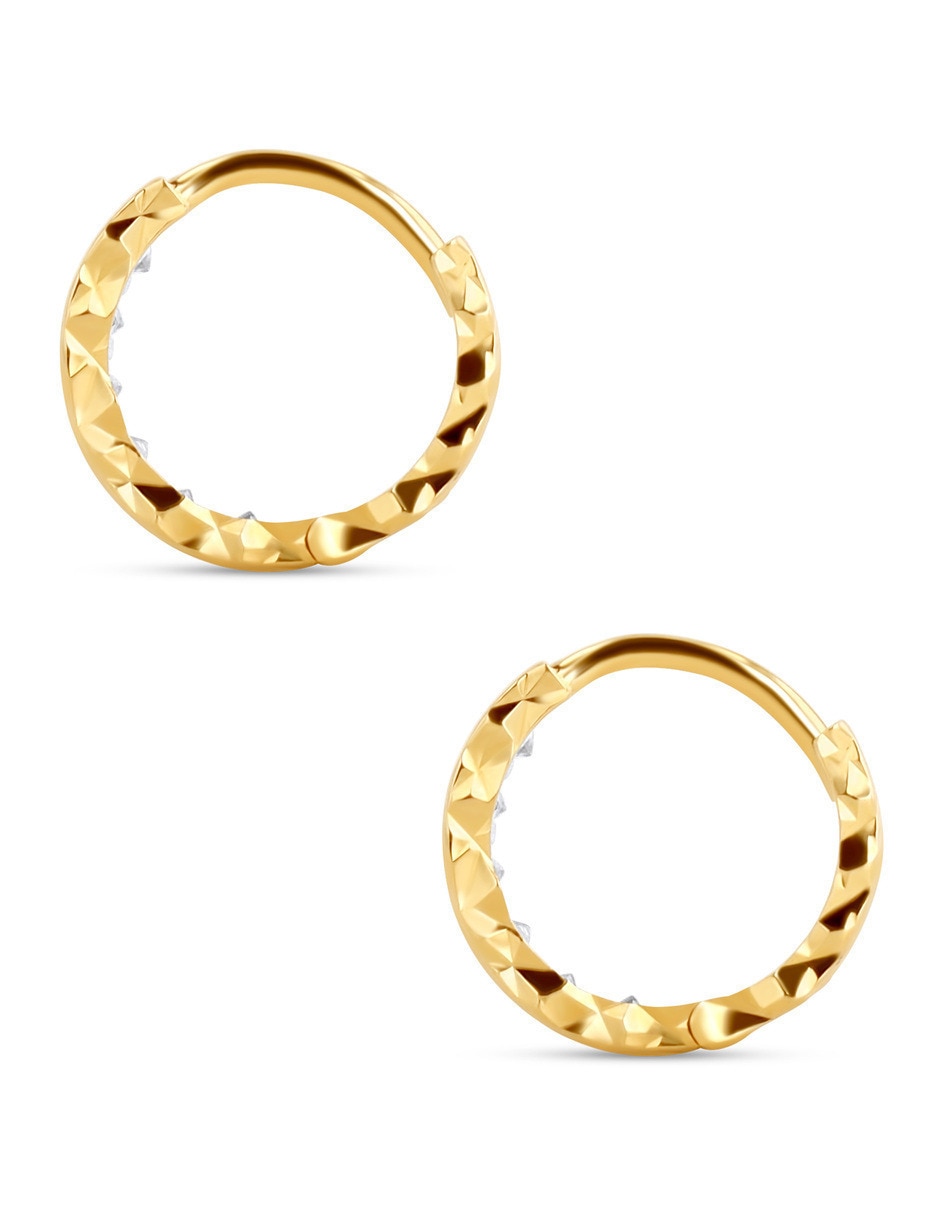 Arracadas de oro amarillo 14 k con acabado brillante zirconia 3