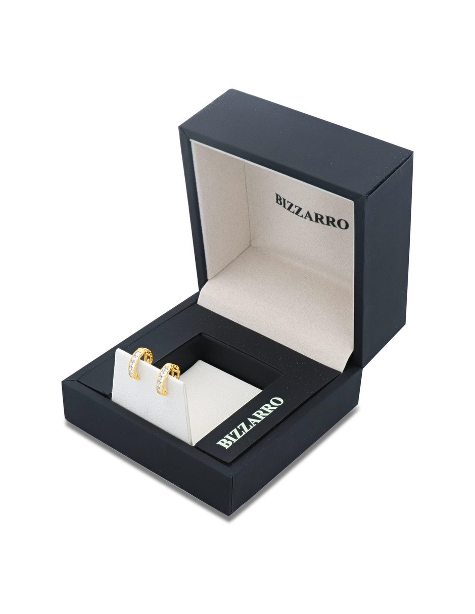 Arracadas de oro amarillo 14 k con acabado brillante zirconia 2