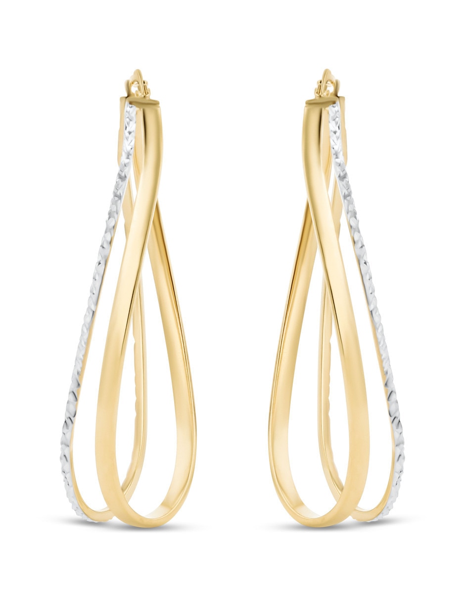 Arracadas de oro amarillo 14 k con acabado brillante