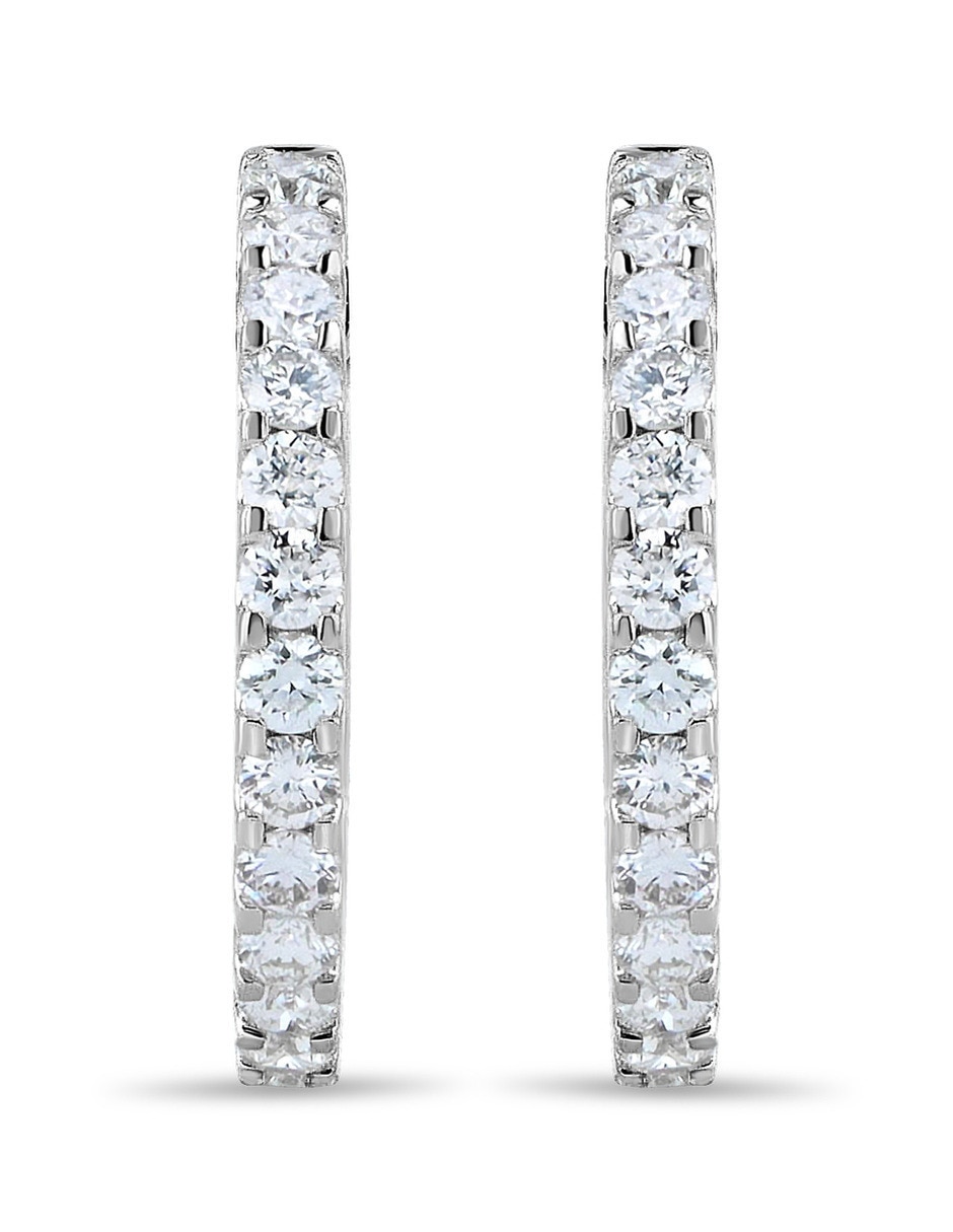 Arracadas de oro blanco 14 k con acabado brillante Arracadas de oro blanco 14 k con acabado brillante