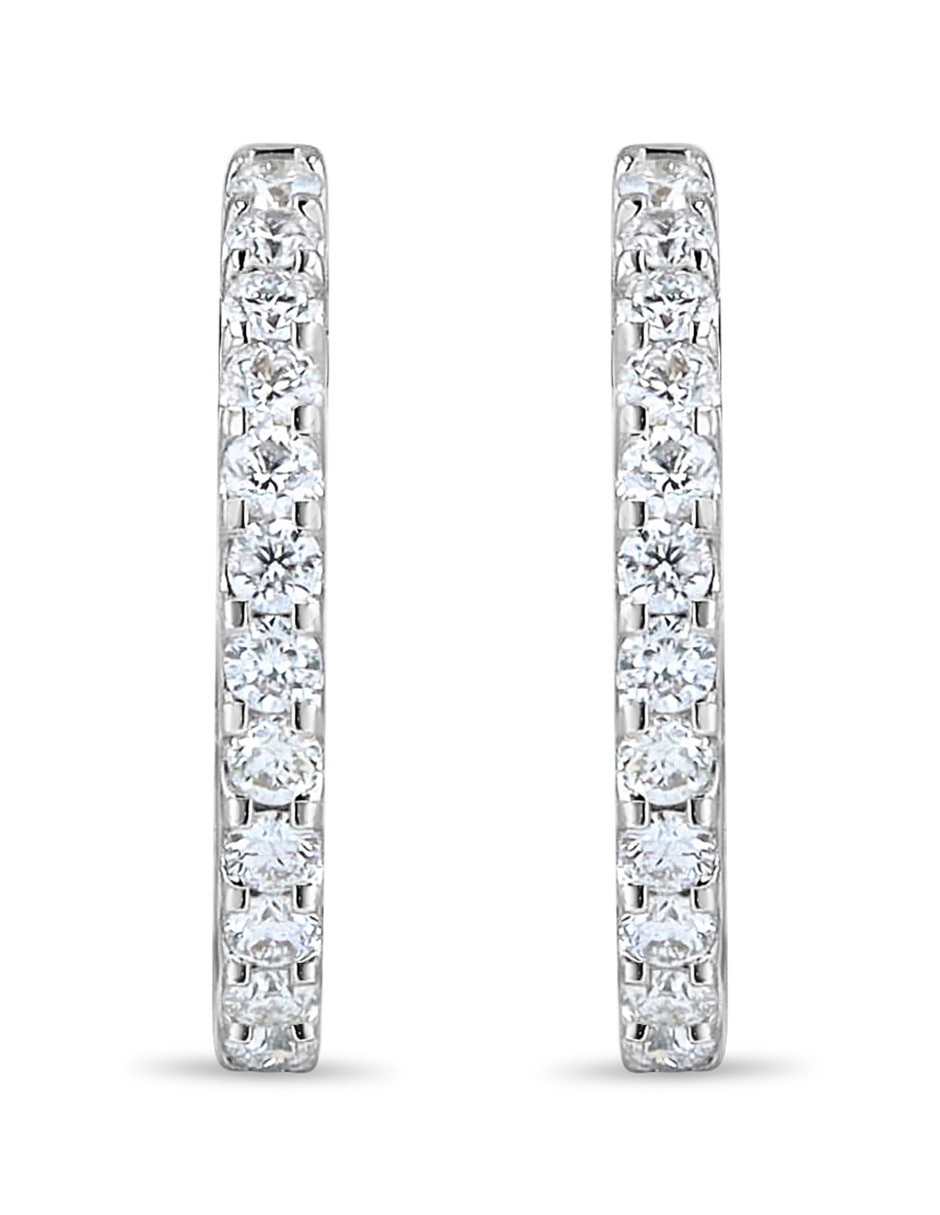 Arracadas de oro blanco 14 k con acabado brillante Arracadas de oro blanco 14 k con acabado brillante