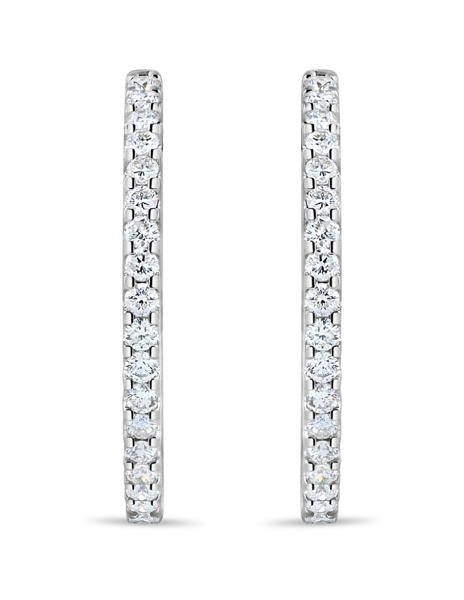 Arracadas de oro blanco 14 k con acabado brillante Arracadas de oro blanco 14 k con acabado brillante