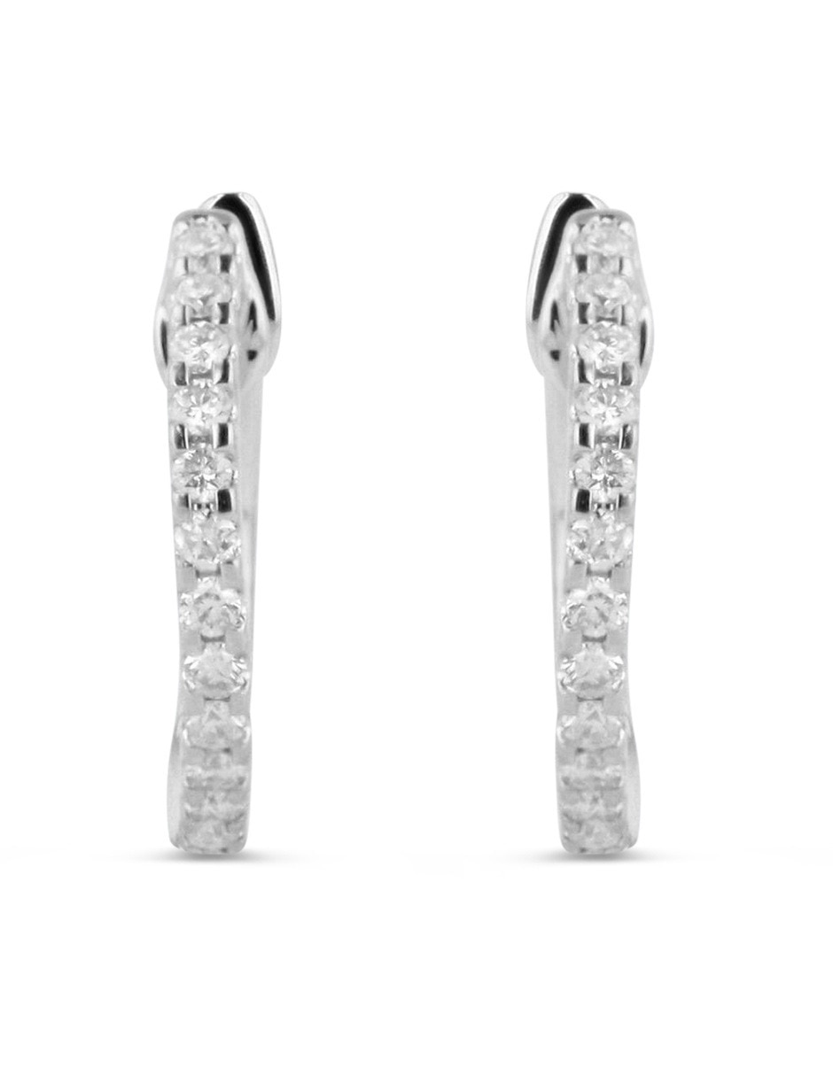 Arracadas de oro blanco 14 k con acabado brillante Arracadas de oro blanco 14 k con acabado brillante