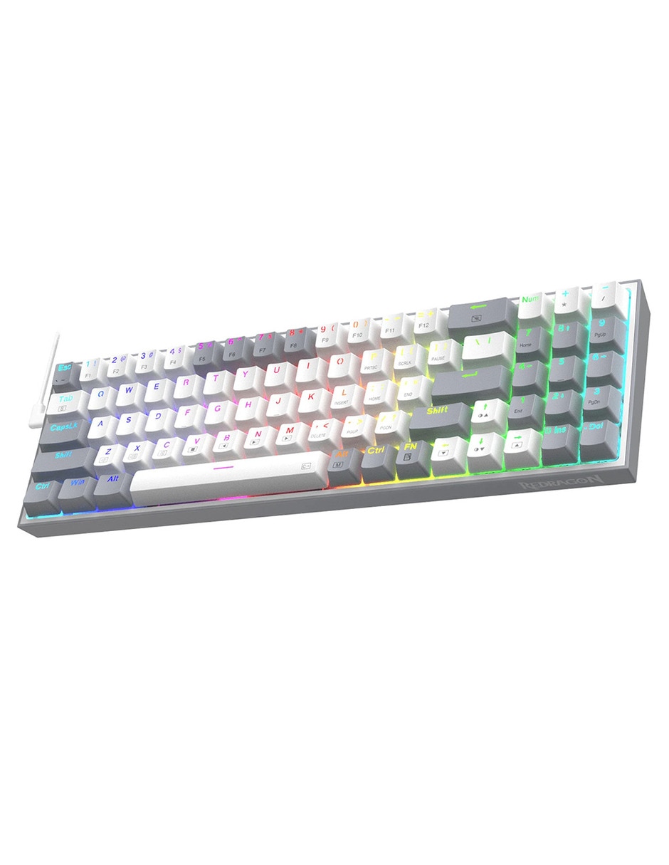 Teclado gamer usb-c qwert español con interruptor lineal (red black) pollux blanco/gris
