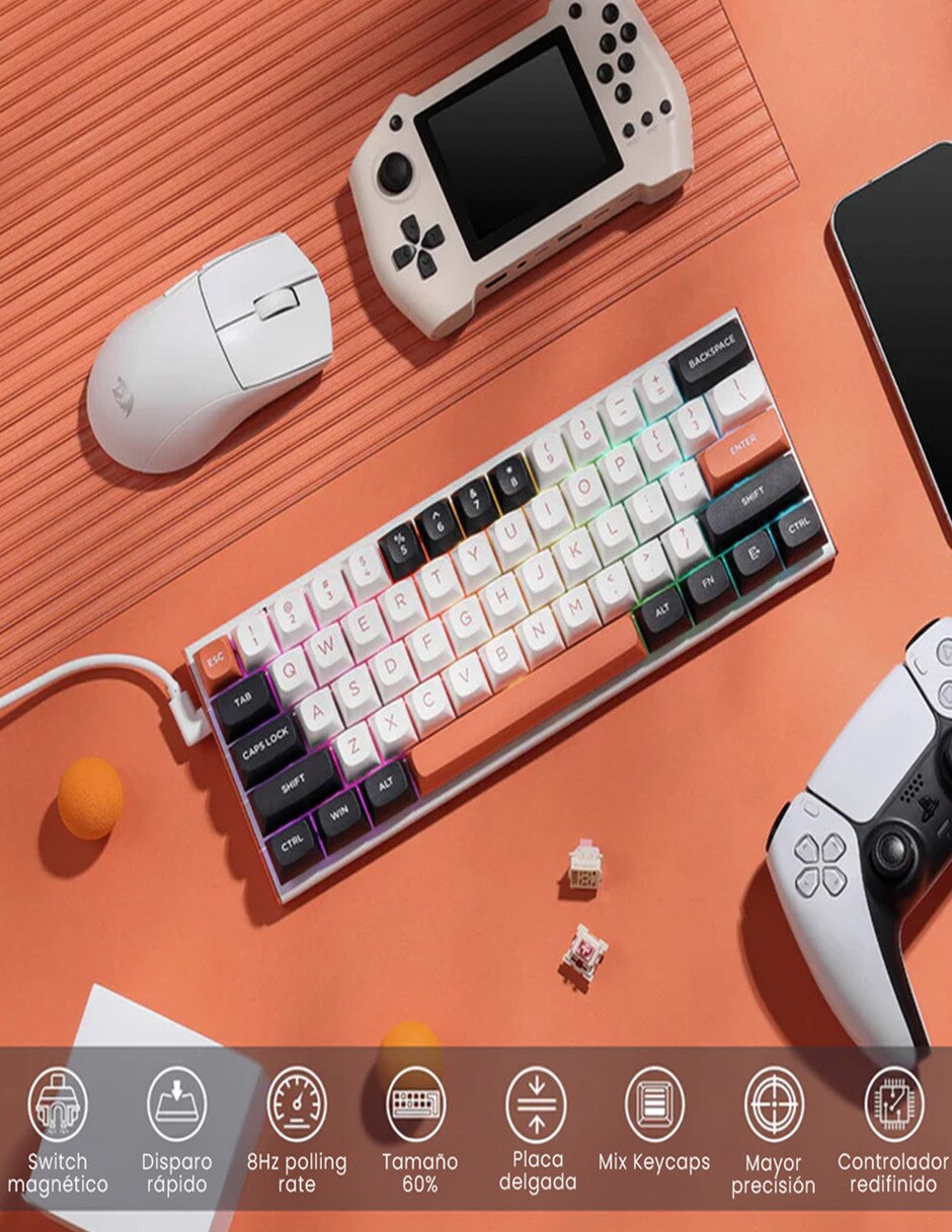Teclado gamer usb-c qwert inglés con interruptor lineal (red black) fidd k683 5