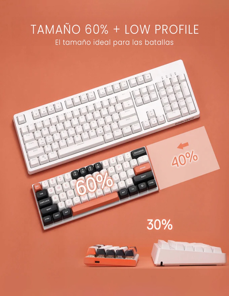 Teclado gamer usb-c qwert inglés con interruptor lineal (red black) fidd k683 4