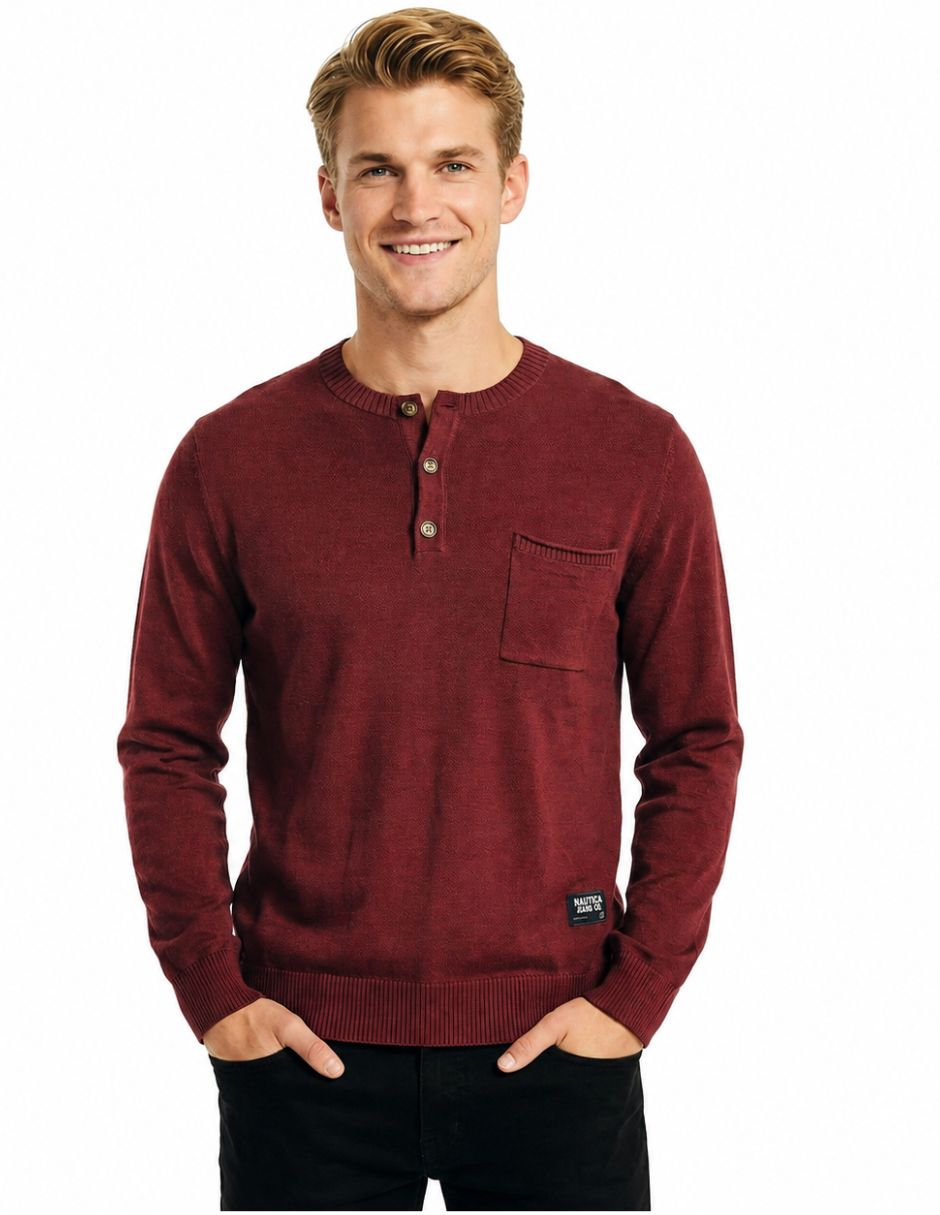 Suéter cuello con botón para hombre Suéter cuello con botón para hombre