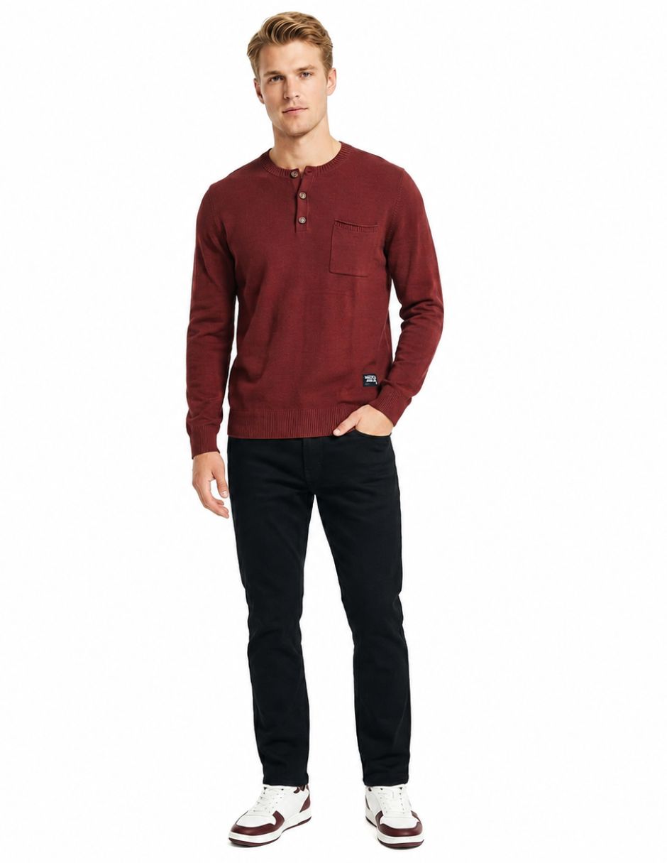 Suéter cuello con botón para hombre 2