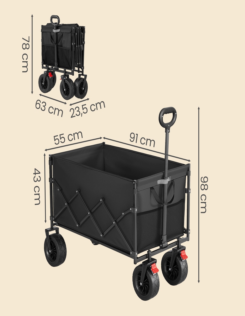 Carrito vagón plegable con capacidad de 180 kg 7