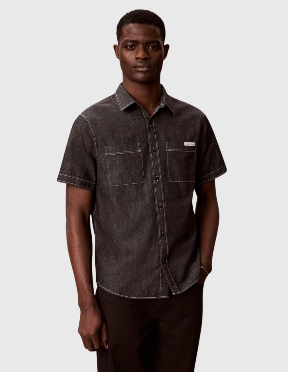 Camisa casual de algodón manga corta para hombre