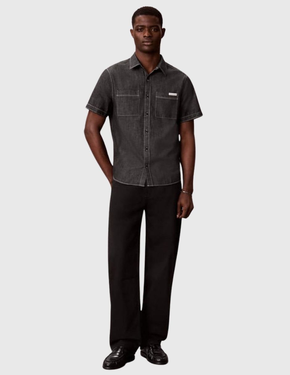 Camisa casual de algodón manga corta para hombre