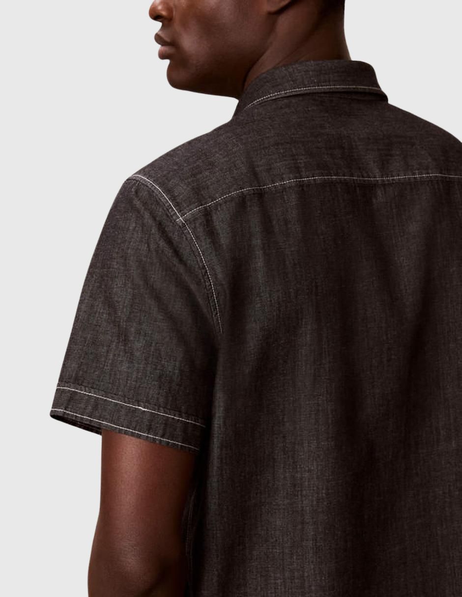 Camisa casual de algodón manga corta para hombre