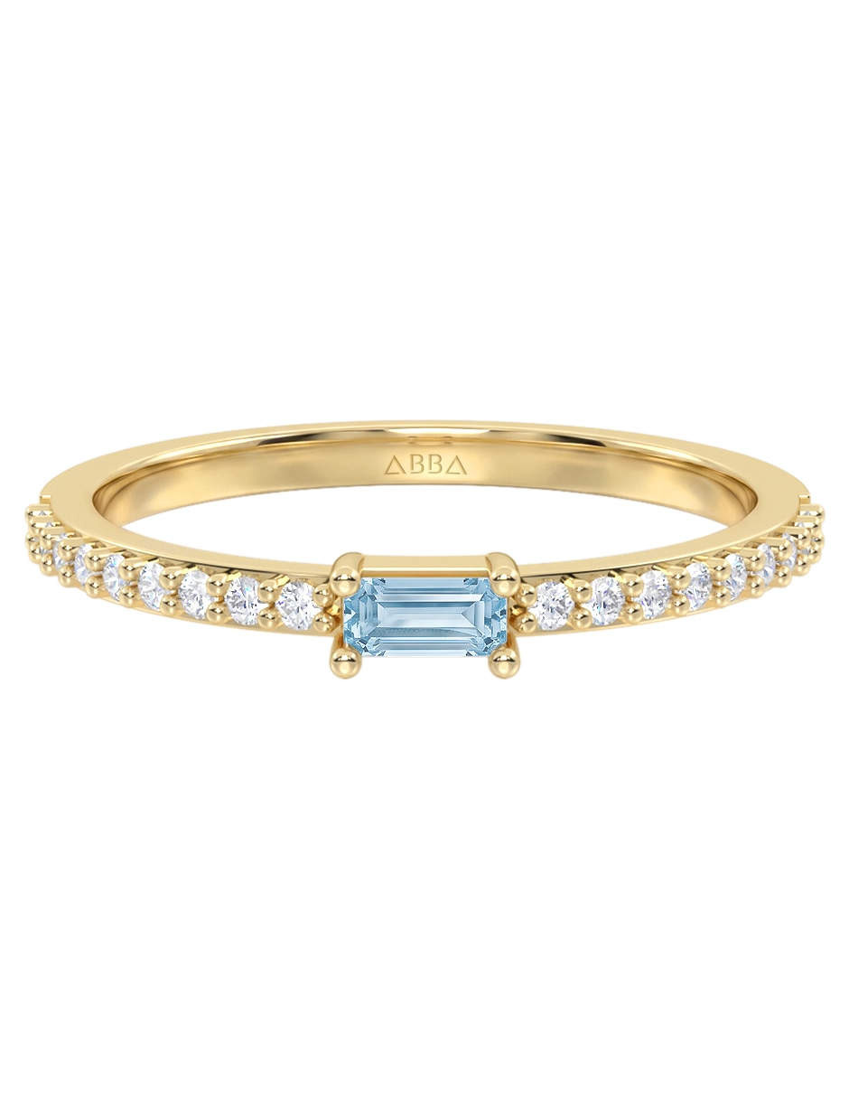 Anillo de redondo 10 k de oro zirconia brillante