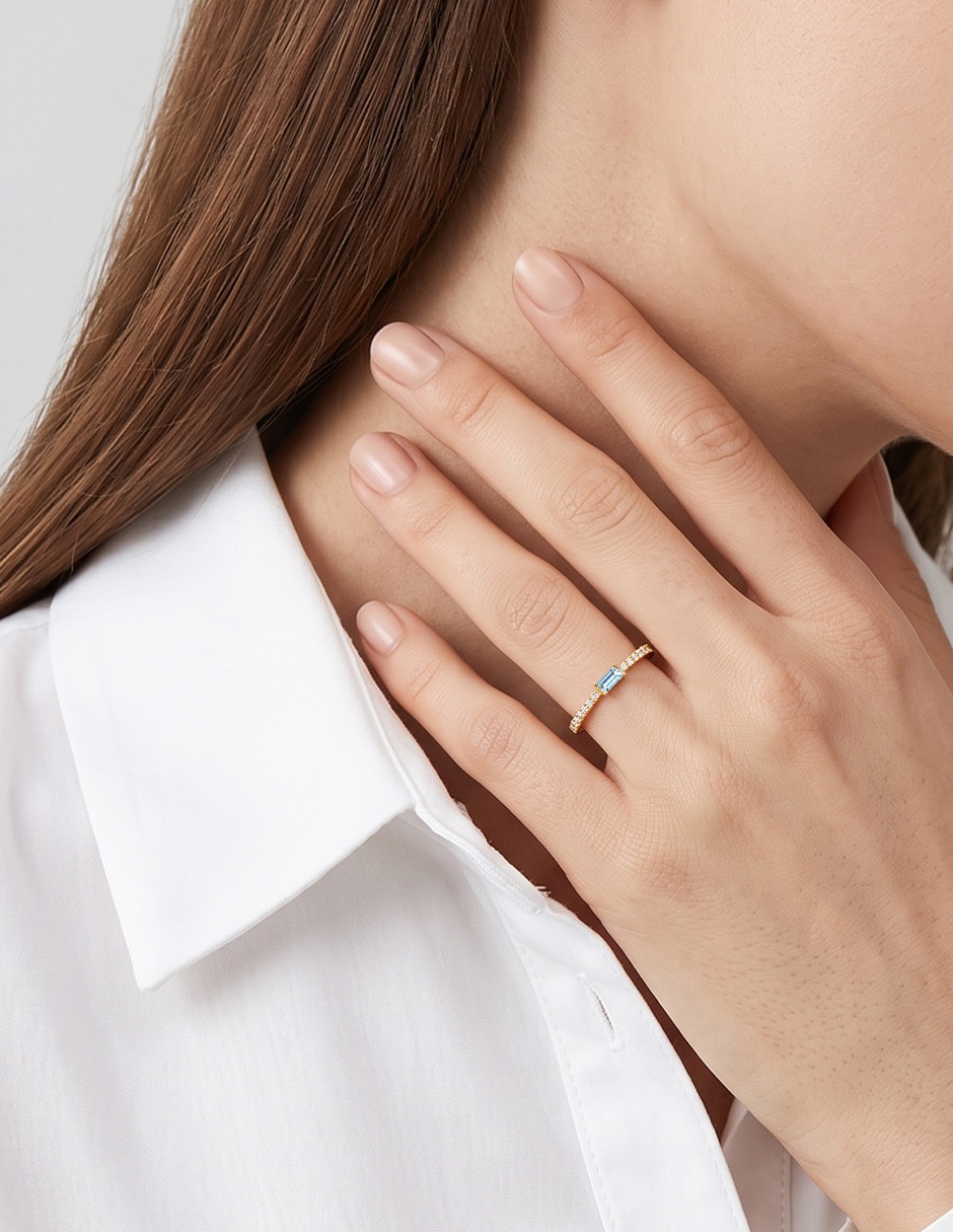 Anillo de redondo 10 k de oro zirconia brillante 5
