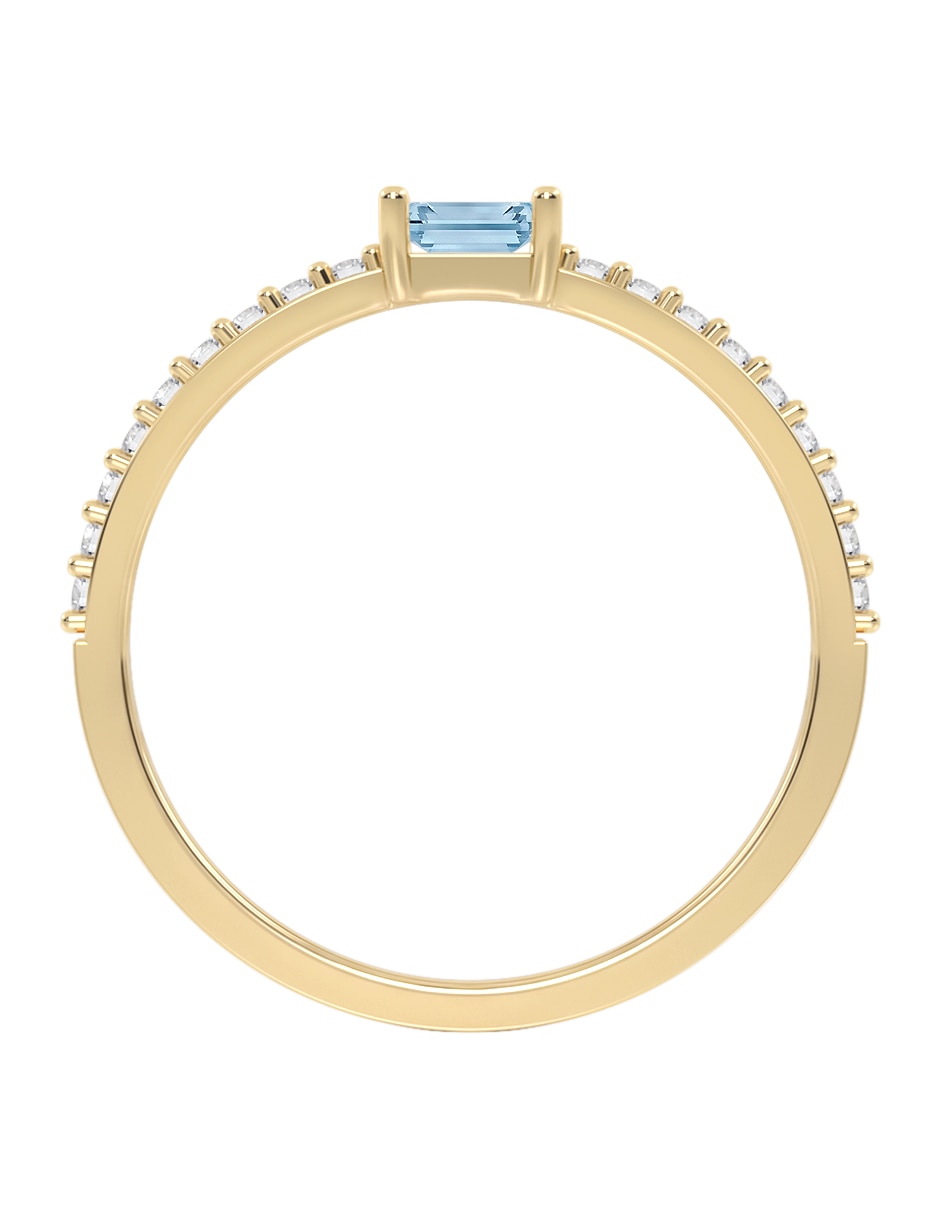 Anillo de redondo 10 k de oro zirconia brillante 3