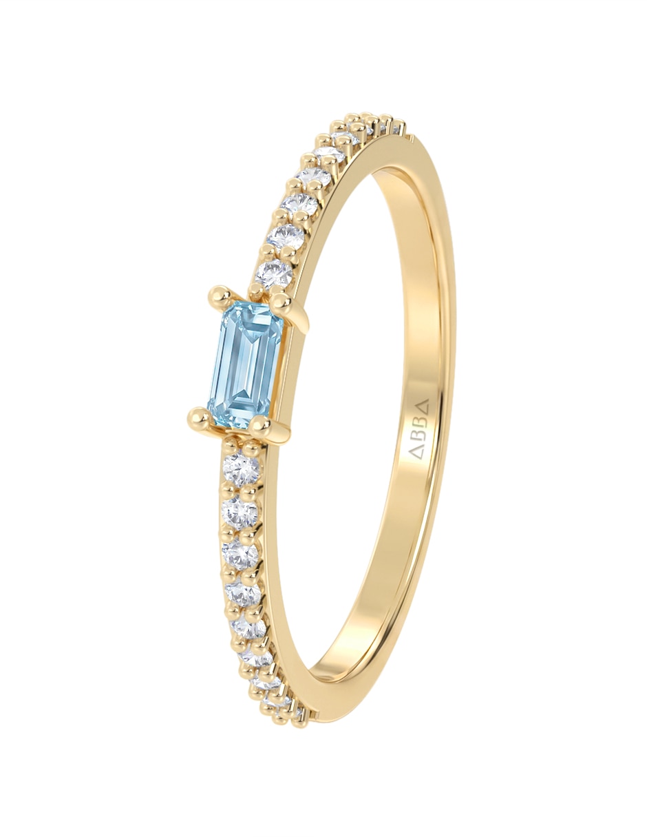 Anillo de redondo 10 k de oro zirconia brillante 6