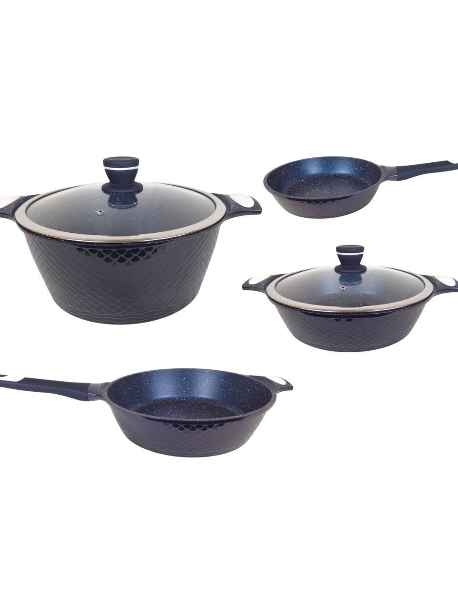 Batería de cocina Diamante de aluminio fundido antiadherente cerámica 6 piezas