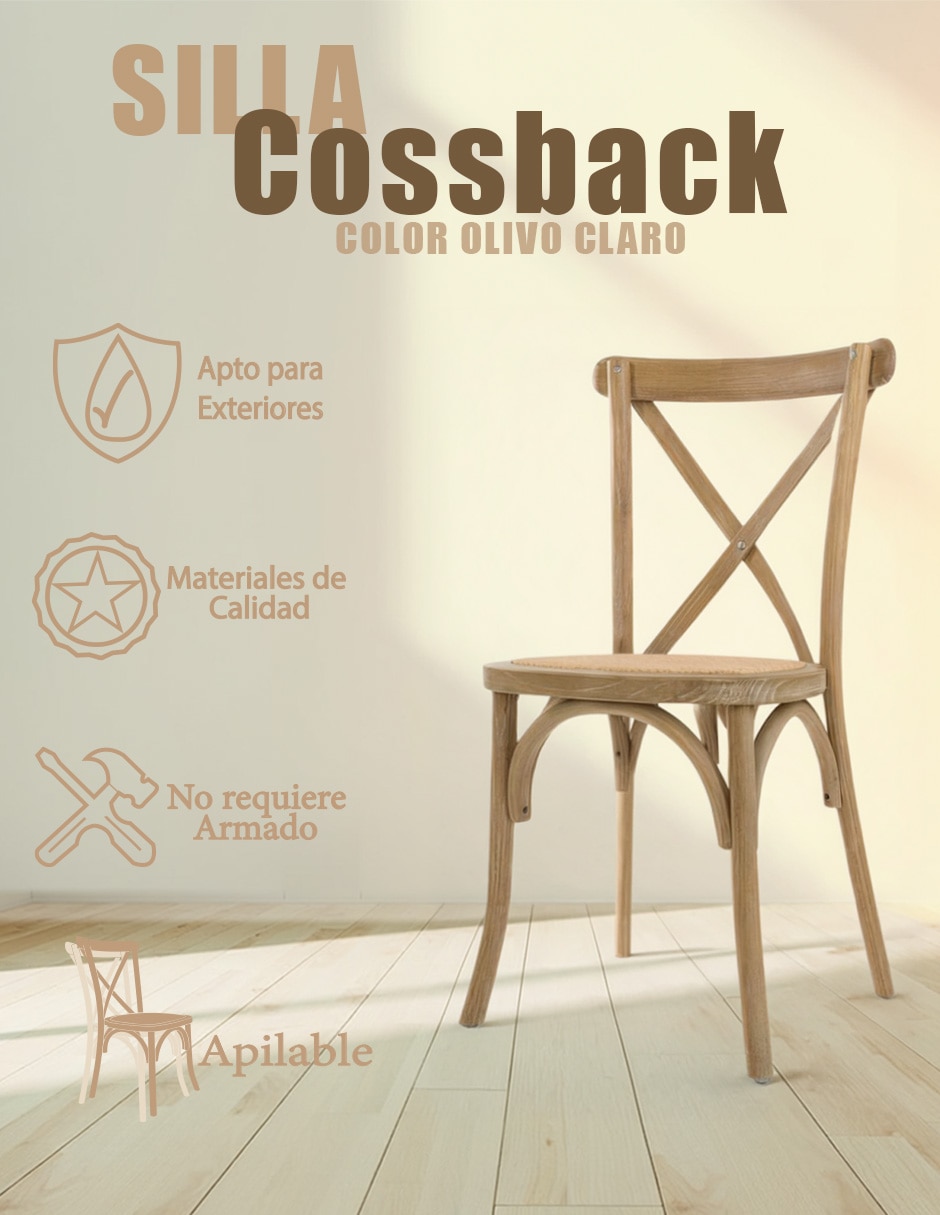 Juego de sillas 4 piezas Crossback de Madera 4