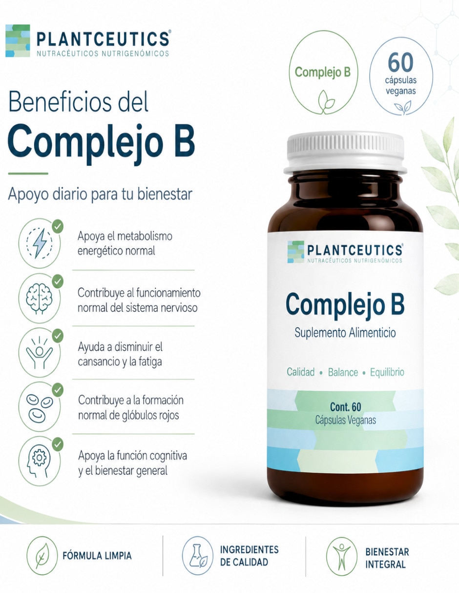 Complejo B Alta Pureza con aminoácidos complejo B y sodio de 60 cápsulas 2