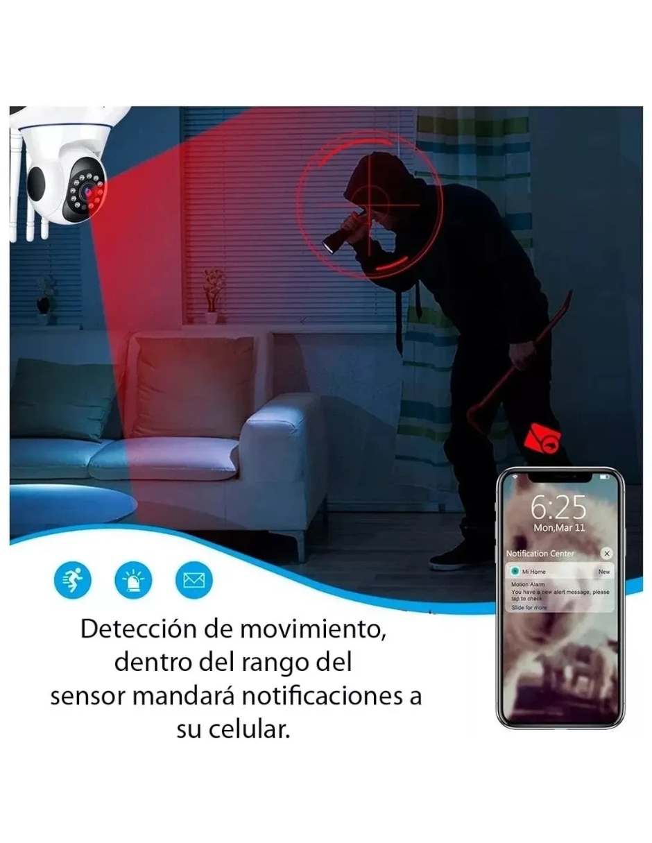 Cámara Wi-Fi de seguridad alámbrica Full HD 360° para Interior